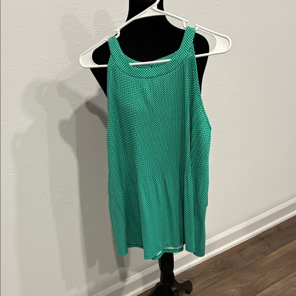 Adrianna Papell Teal Polka Dot Tank Top